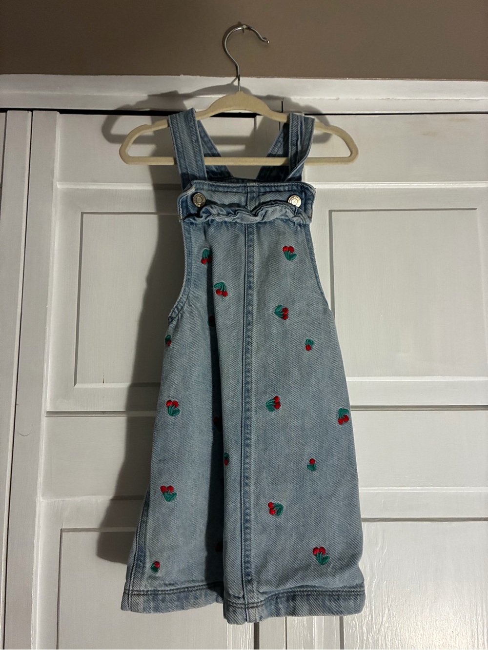 Denim Cherry baby gap Embroidered Kids Overall Dress